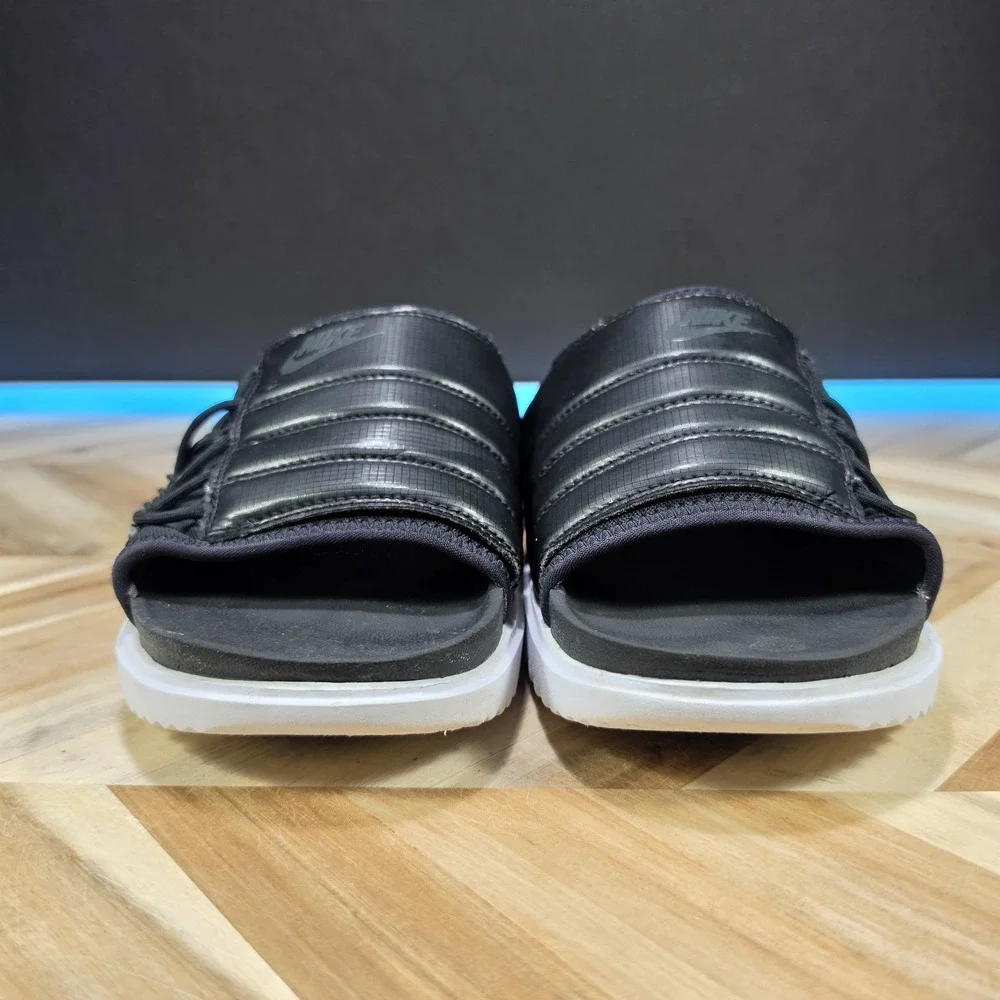 Nike Men's Asuna Slide Sandals Size 10 CW9703-002 Black/White Adjustable Shoes